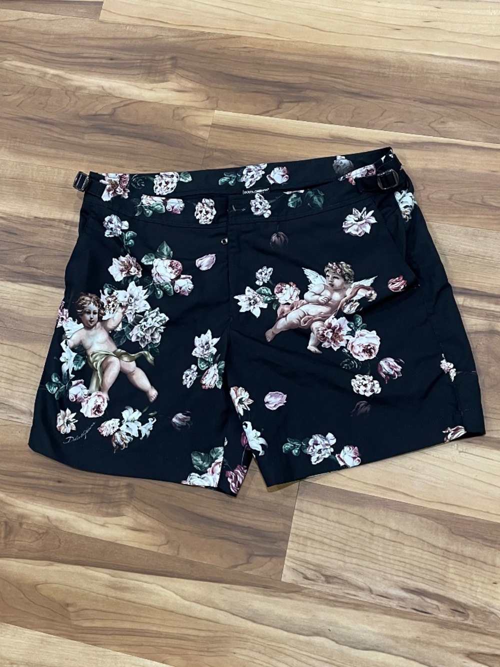 Dolce & Gabbana Cherub Angel Floral Swim Shorts Black 4 M